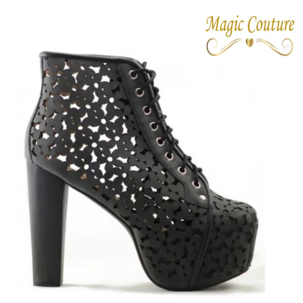 Havana Last Jeffrey Campbell Lita Daisy 5” Platform Block Heel🖤🖤🖤